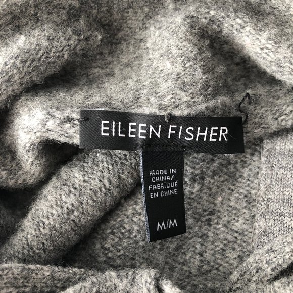 Eileen Fisher 100% Wool Oversized Knit Zip Cowl Cocoon Cardigan Sweater Jacket - Picture 5 of 7